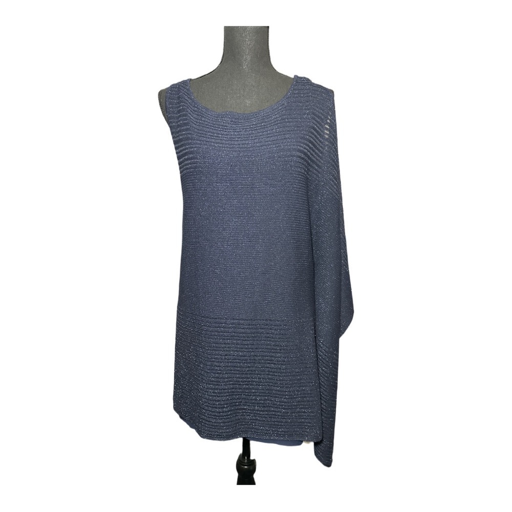 WHBM One Shoulder Shimmer Asymmertical Drape Cascade Elegant Party Top